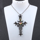 Vintage Gothic Cross Statement Necklace Triangle Pentagram Geometric Necklace