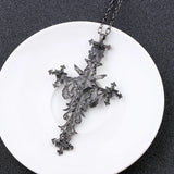 Vintage Gothic Cross Statement Necklace Triangle Pentagram Geometric Necklace