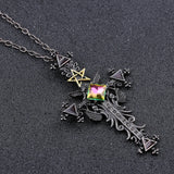 Vintage Gothic Cross Statement Necklace Triangle Pentagram Geometric Necklace