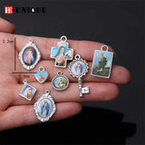 100pcs Jesus Cross Pendant Charm Religious Rosary DIY Jewelry