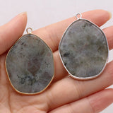 10PCS Natural SemStone Flash Labradorite Irregular Pendant