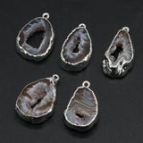 10PCS Grey Agate Silver-plated Pendant for Necklace Earring Jewelry
