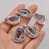 10PCS Grey Agate Silver-plated Pendant for Necklace Earring Jewelry