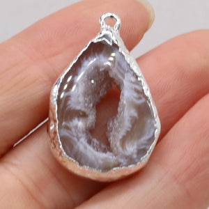 10PCS Grey Agate Silver-plated Pendant for Necklace Earring Jewelry