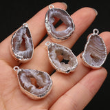 10PCS Grey Agate Silver-plated Pendant for Necklace Earring Jewelry
