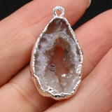 10PCS Grey Agate Silver-plated Pendant for Necklace Earring Jewelry