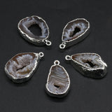 10PCS Grey Agate Silver-plated Pendant for Necklace Earring Jewelry