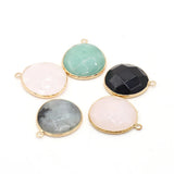 10PCS Agate Rose Quartz Round Faceted Pendant DIY Necklace Earring