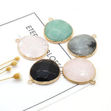 10PCS Agate Rose Quartz Round Faceted Pendant DIY Necklace Earring