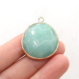 10PCS Agate Rose Quartz Round Faceted Pendant DIY Necklace Earring