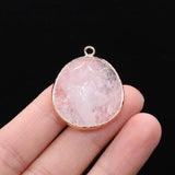 10PCS Agate Rose Quartz Round Faceted Pendant DIY Necklace Earring