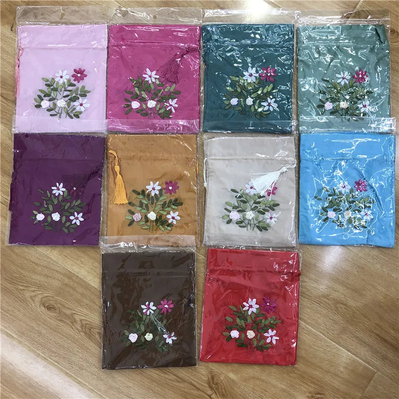 10pcs Chinese Embroidered Silk Gift Bags