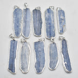 10pcs Natural Stone Kyanite Pendant Silver Plated Edge DIY