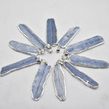 10pcs Natural Stone Kyanite Pendant Silver Plated Edge DIY