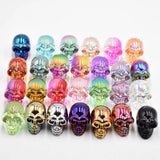 12pcs Mixed Glass Skull Skeleton Charms Pendants for DIY Jewelry Making