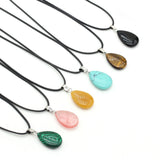 15PC Natural Stone Rose Quartz Agate Drop Pendant Necklace