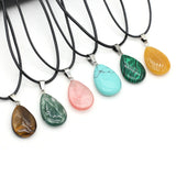 15PC Natural Stone Rose Quartz Agate Drop Pendant Necklace