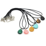 15PC Natural Stone Rose Quartz Agate Drop Pendant Necklace