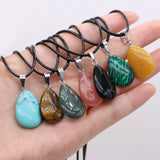 15PC Natural Stone Rose Quartz Agate Drop Pendant Necklace