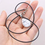 15PC Natural Stone Rose Quartz Agate Drop Pendant Necklace