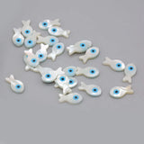 15PCS Natural Freshwater Shells Fish Shape Eyes Beads DIY Jewelry Making