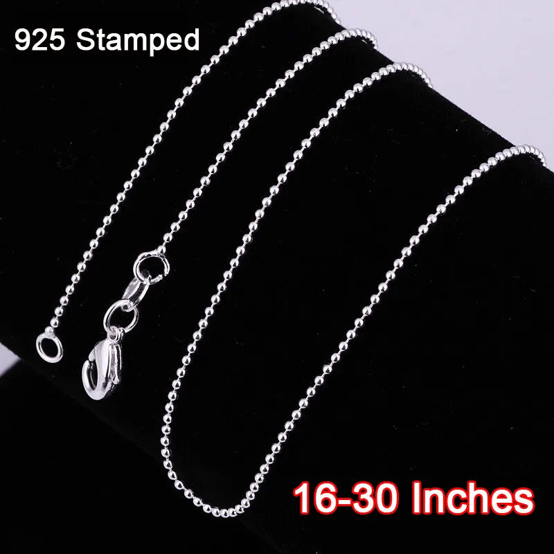 Wholesale 20PCS 925 Silver Ball Beads Necklace Chains 16-30 Inches