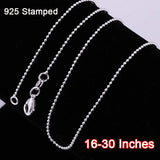 Wholesale 20PCS 925 Silver Ball Beads Necklace Chains 16-30 Inches