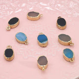 20PCS Natural Stone Agate Oval Pendant Necklace DIY Charm Gift