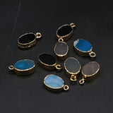 20PCS Natural Stone Agate Oval Pendant Necklace DIY Charm Gift