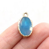 20PCS Natural Stone Agate Oval Pendant Necklace DIY Charm Gift