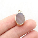 20PCS Natural Stone Agate Oval Pendant Necklace DIY Charm Gift