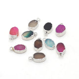 20PCS Natural Stone Agate Oval Pendant for Jewelry Making DIY