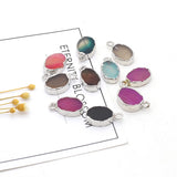 20PCS Natural Stone Agate Oval Pendant for Jewelry Making DIY