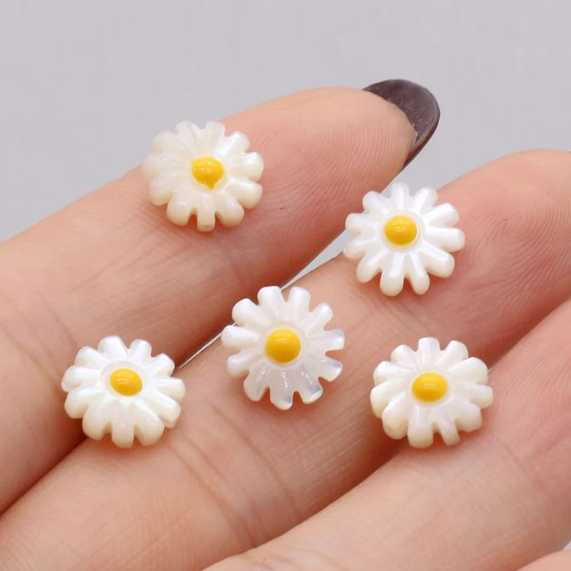 20PCS Natural Seashell Sunflower Beads for Jewelry Making