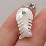 25PCS Natural Shell Fishbone Pendant Jewelry Making DIY Necklace Earring Charms