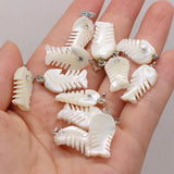 25PCS Natural Shell Fishbone Pendant Jewelry Making DIY Necklace Earring Charms