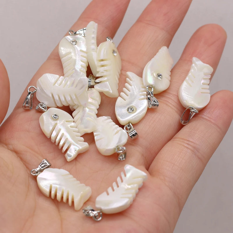 25PCS Natural Shell Fishbone Pendant Jewelry Making DIY Necklace Earring Charms