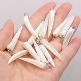 25PCS Natural Shell Cone Pendant For DIY Jewelry Making