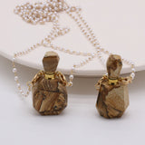 2PCS Natural Stone Picture Stone Perfume Bottle Pendant Necklace