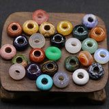 30PCS Natural Stone Rose Quartz Agate Large Hole Bead 7x14mm