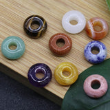 30PCS Natural Stone Rose Quartz Agate Large Hole Bead 7x14mm