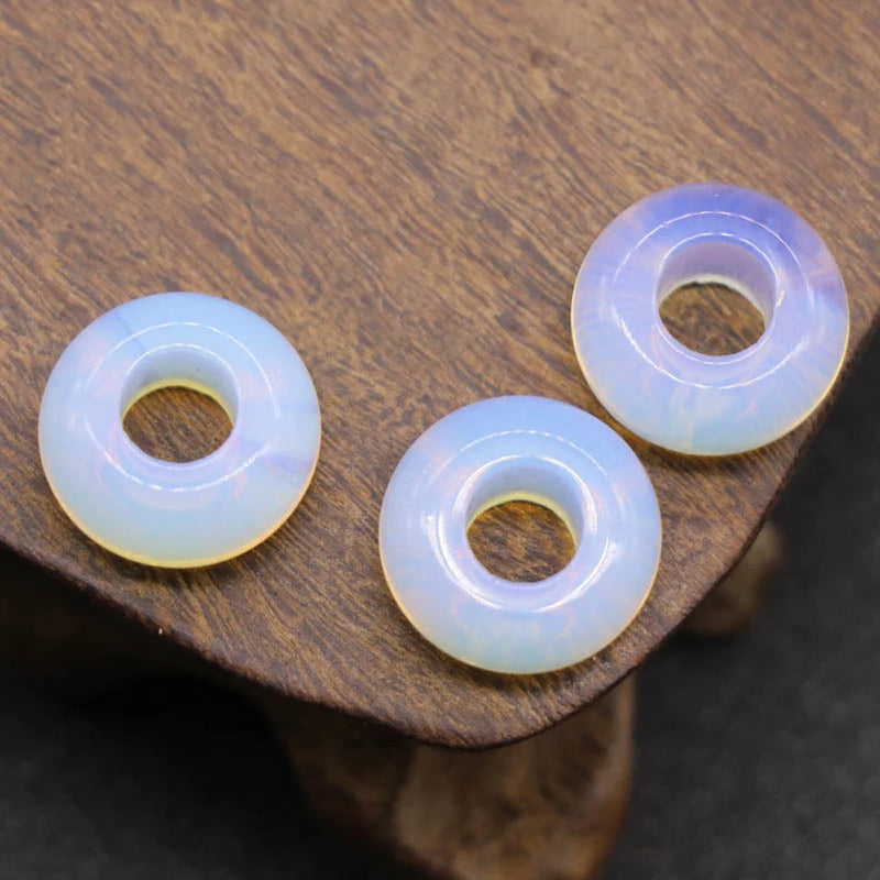 30PCS Natural Stone Rose Quartz Agate Large Hole Bead 7x14mm