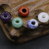 30PCS Natural Stone Rose Quartz Agate Large Hole Bead 7x14mm