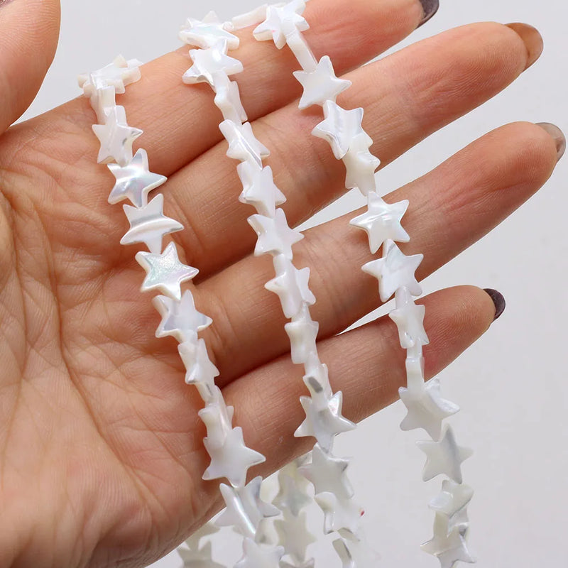 3PCS Natural Freshwater Shells Five-pointed Star Bead DIY Necklace