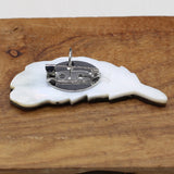 4PCS Feather Brooch Abalone Shell 23x59mm DIY Necklace Hanging Charms