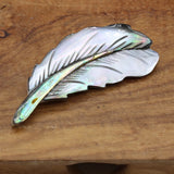 4PCS Feather Brooch Abalone Shell 23x59mm DIY Necklace Hanging Charms