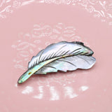 4PCS Feather Brooch Abalone Shell 23x59mm DIY Necklace Hanging Charms