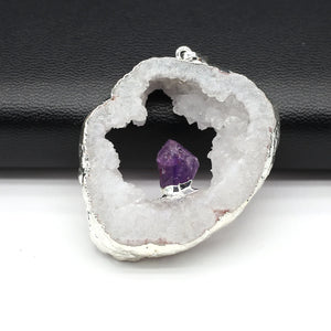 5PCS Agate Irregular Geode Slice Pendant DIY Jewelry Necklace Accessorie