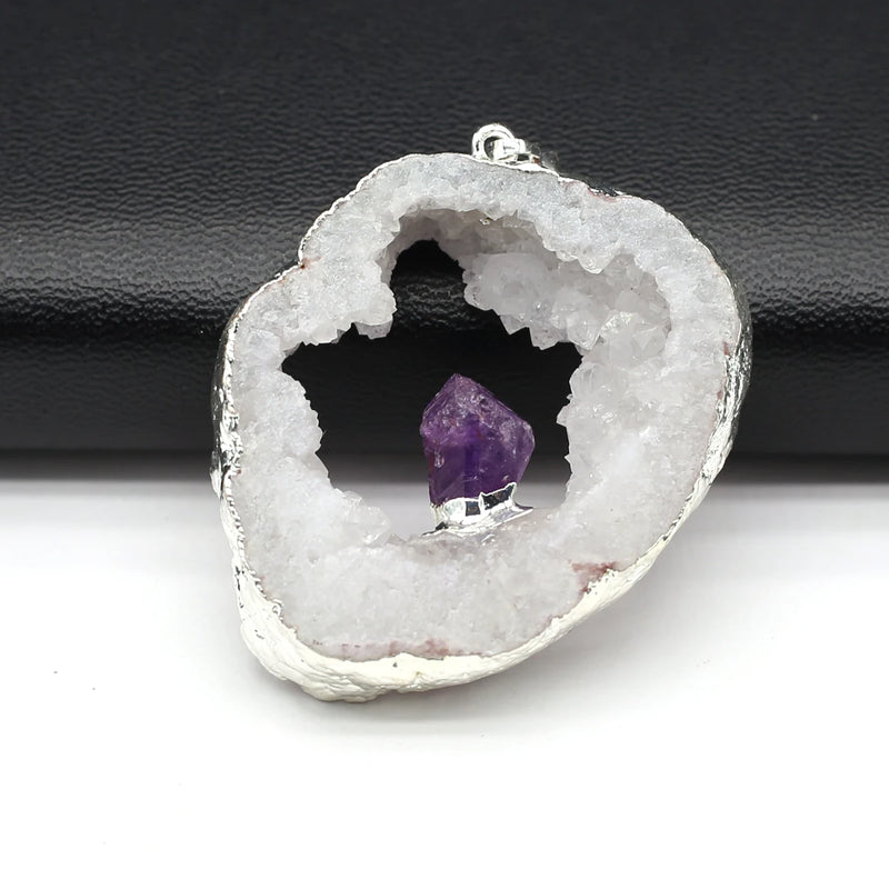 5PCS Agate Irregular Geode Slice Pendant DIY Jewelry Necklace Accessorie