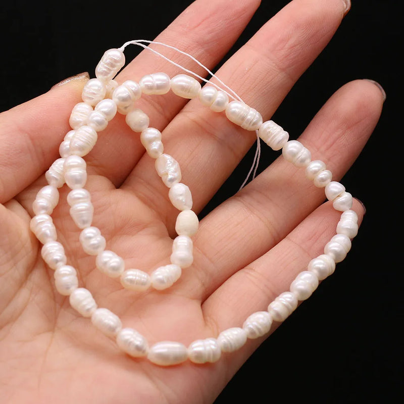 5PCS Natural Freshwater Pearl Rice Beads 5-6MM Jewelry Making